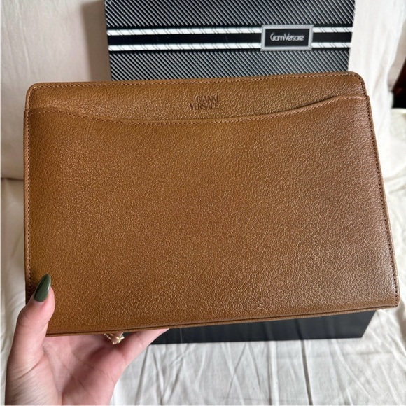 Versace Handbags - ❌SOLD❌GIANNI VERSACE Deadstock Vintage Warm
Brown Leather Zip Clutch Wristlet